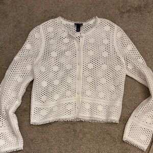 White Crochet Women Sweater